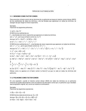 Tipos De Factorizacion