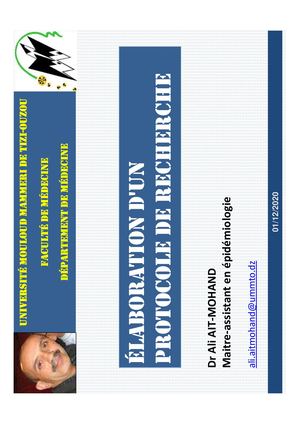 Elaboration Protocole Recherche 20 Dec 2020