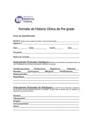 Formato De Historia Clínica Pregrado