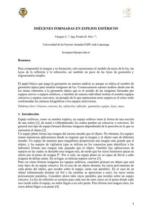 Ensayo Imágenes Formadas En Espejos Esféricos