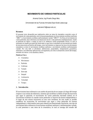 Ensayo Movimiento De Varias Particulas