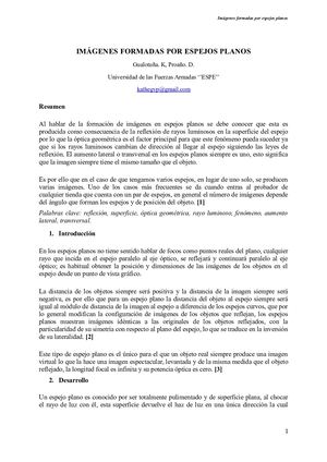 Imágenes Formadas Por Espejos Planos