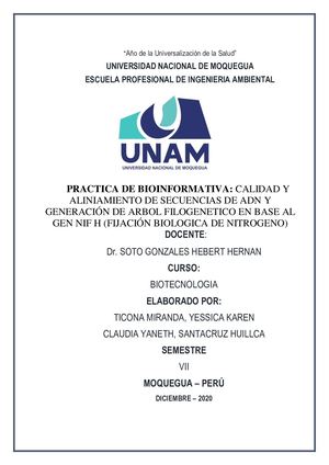 Imforme Secuencia De Adn