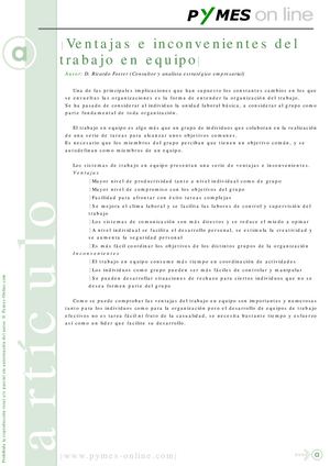 Ventajas y desventajas de trabajo en equipo