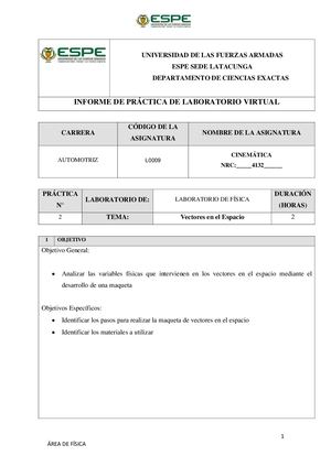 Informe De Maqueta Proyecto 1 Vectores En El Espacio VILLALVA MARTIN