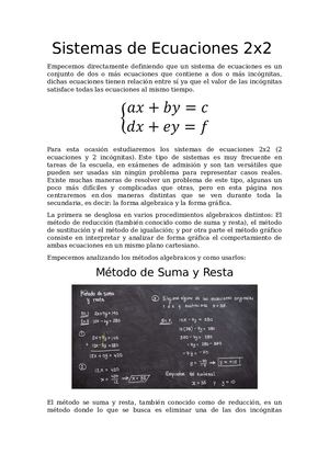 Sistemas De Ecuaciones 2x2