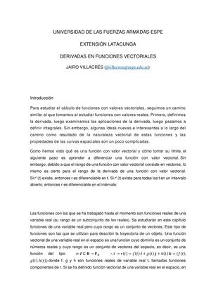 Derivadas En Funciones Vectoriales