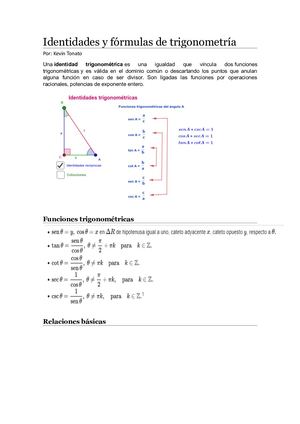 Identidades Y Fórmulas De Trigonometría