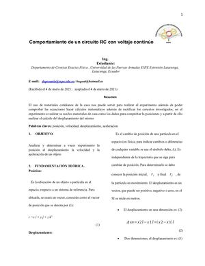 Posicon Velocidad Desplazamiento Aceleracion Informe Laboratorio