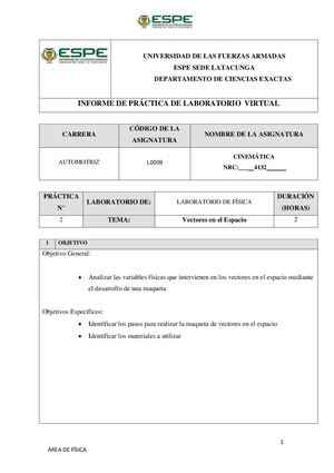 Informe De Maqueta Proyecto 1 Vectores En El Espacio Jaime Albán 4132