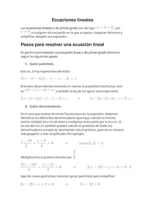 Ecuaciones Lineales