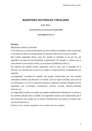 Ensayo Magnitudes Vectoriales Y Escalares