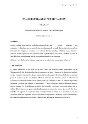 Ensayo Imagenes Formadas Por Refracción