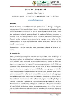Carolyn Camho Ensayo Principio De Huyghens