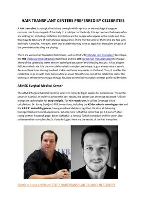 Hair Transplant Centers Preferred By Celebrities