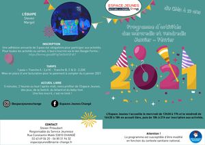 Le programme dactivités de l'Espace Jeunes pour les mercredis et vendredis