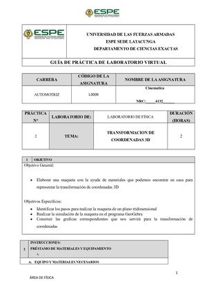 Laboratorio 2 (Maqueta) Transformacion De Coordenadas 3d Cordova Darwin
