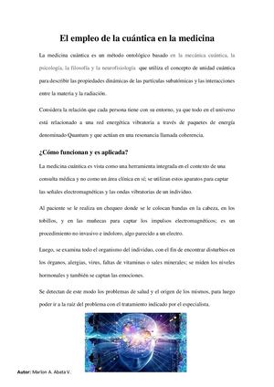 El Empleo De La Cuántica En La Medicina