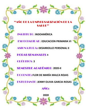 Portafolio De Desarrollo Personal Ii Garcia Rosas Jenny Vi Ciclo Educacion Primaria