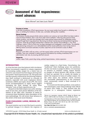 Assessment Of Fluid Responsiveness