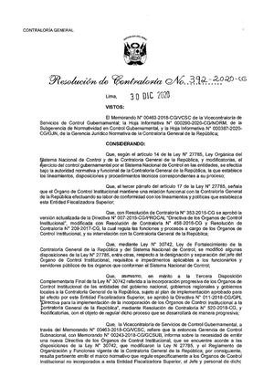 Directiva 020 2020 Cgnorm Directiva De Los óRganos De Control Institucional