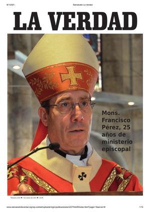Semanario La Verdad 25 Años Ministerio Episcopal Monseñor Francisco Pérez González