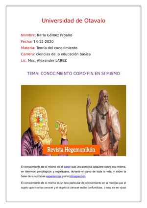 El Conocimiento En Si Mismo