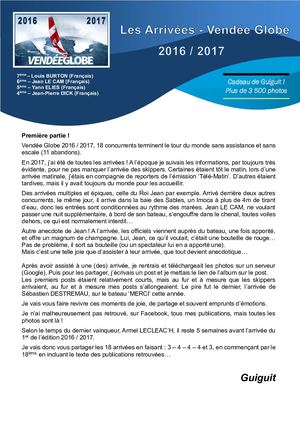 Vendée Globe 2016 2017 - Arrivées du 7ème au 4ème