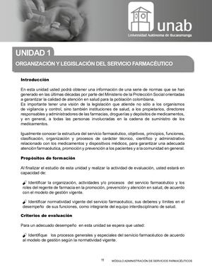 1 Unidad 1 Organización Y Legislación Del Servicio Farmaceutico