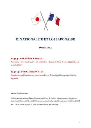 Binationalité Et Loi Japonaise (2021) Pour Livret Oles Mariage