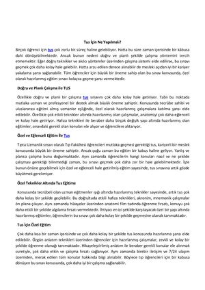 Tus Icin Ne Yapilmali