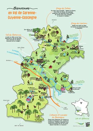 Carte du Pays Val de Garonne Guyenne Gascogne