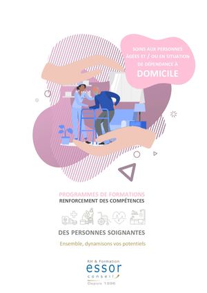 ESSOR Conseil Santé - Formation Soins aux personnes  âgées et/ou à domicile.