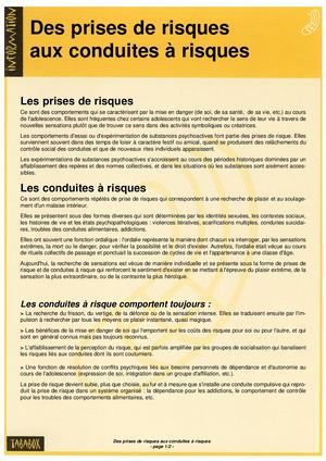 Informations sur les conduites à risques