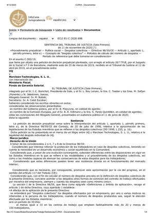 Cir 004 21 Bis STJUE 11 11 2020 Computo 90 Días Despido  Colectivo