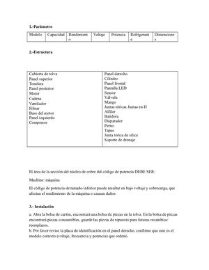 Manual De Máquina Helados