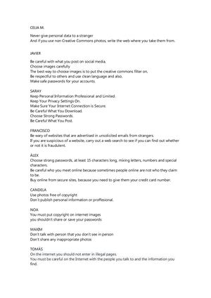 E Safety Rules 20-21