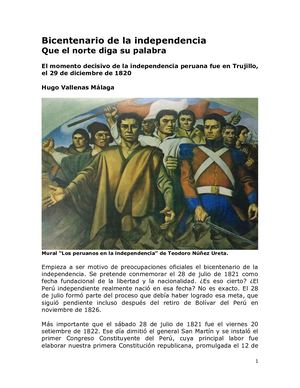 Bicentenario de la Independencia. Que el norte diga su palabra