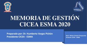 Memoria De Gestión CICEA ESMA 2020