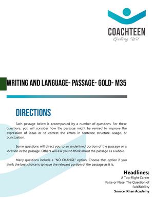 Writing and Language Passage - M35 (Old)