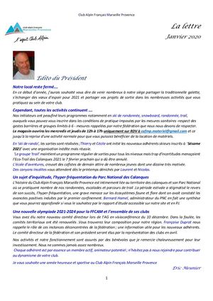 Lettre Adhérents Janvier 2020
