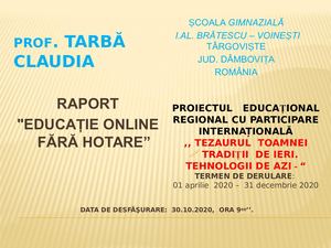 Tarbă Claudia Raport Tezaurul Toamnei