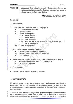 Tema 4 Costos De Producción De Corto Y Largo Plazo