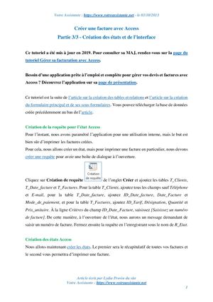 Créer une facture avec Access – Partie 3/3 – Création des états et de l’interface