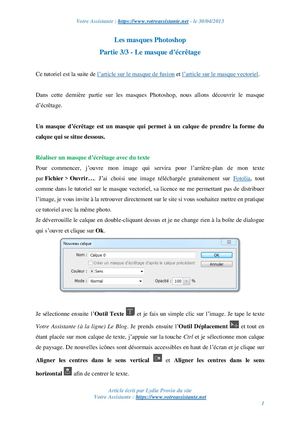 Les masques Photoshop – Partie 3/3 – Le masque d’écrêtage