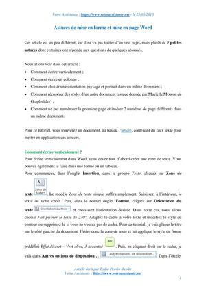 Astuces de mise en forme et mise en page Word