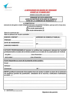 Demande Scolarisation