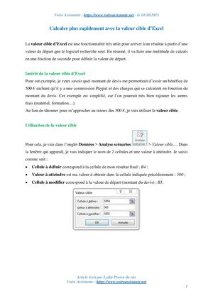 Calculer plus rapidement avec la valeur cible d’Excel