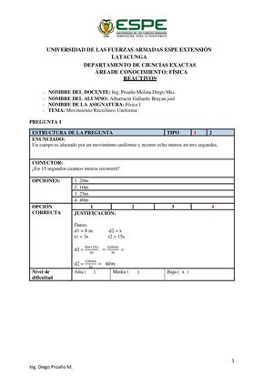 Ensayo DE LABORATORIO DEL MRU