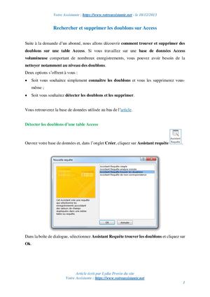 Rechercher et supprimer les doublons sur Access